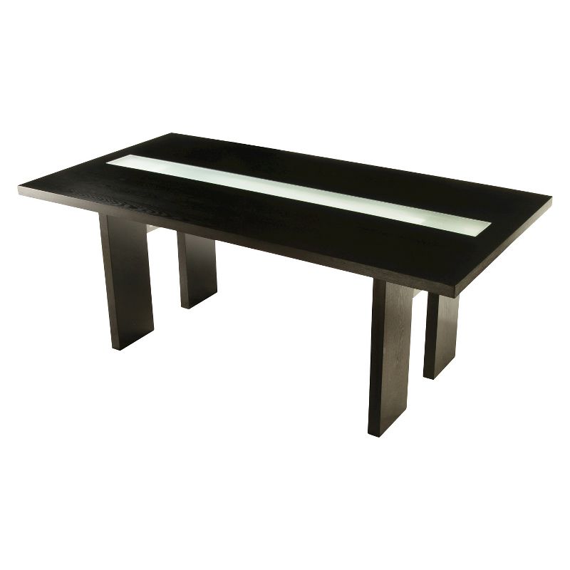 Stevenson&#160;Glass Insert Open Shelf w/Led Lights Dining Table Black - HOMES: Inside + Out, 4 of 9