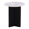 Marble Topped Pedestal Side/End Table with Fluted Mango Wood Base, Luxurious Accent Piece for Living Room or Bedroom D¨¦cor - 3 of 4
