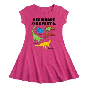 Girls' - Instant Message - Dinosaur Fit & Flair Cap Sleeve Graphic Dress - 1 of 4