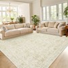 Washable Vintage Foral Rug Non Slip Low Pile Rug Soft Retro Throw Floor Cover Foldable Indoor Carpet for Living Room Bedroom Playroom Nursery - 3 of 4