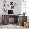 SinCiDo 60" L-Shaped Desk,Farmhouse Computer Desk with Charging Station,Filing Cabinet Storage, Drawer,Study Writing Desk - 2 of 4