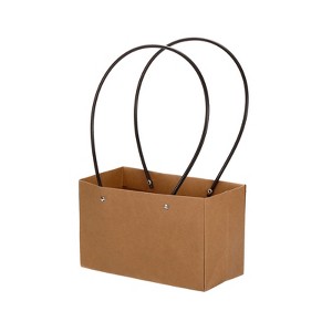 Unique Bargains 11x22x13.5cm Flower Bouquet Packaging Bag Paper Gift Bag for Party Favor Black 5 Pcs - 1 of 4