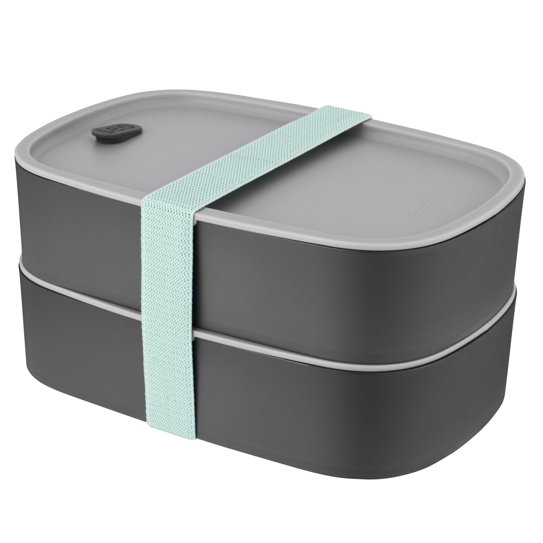 BergHOFF Leo 3Pc Dual Bento Box Set 1.7 Qt. with Strap, Gray & Mint