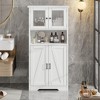 Homhougo 50.4in Tall Farmhouse Freestanding Kitchen Pantry Cabinet with Glass Doors and Adjustable Shelves Cupboard, Floor Cabinet White - 4 of 4
