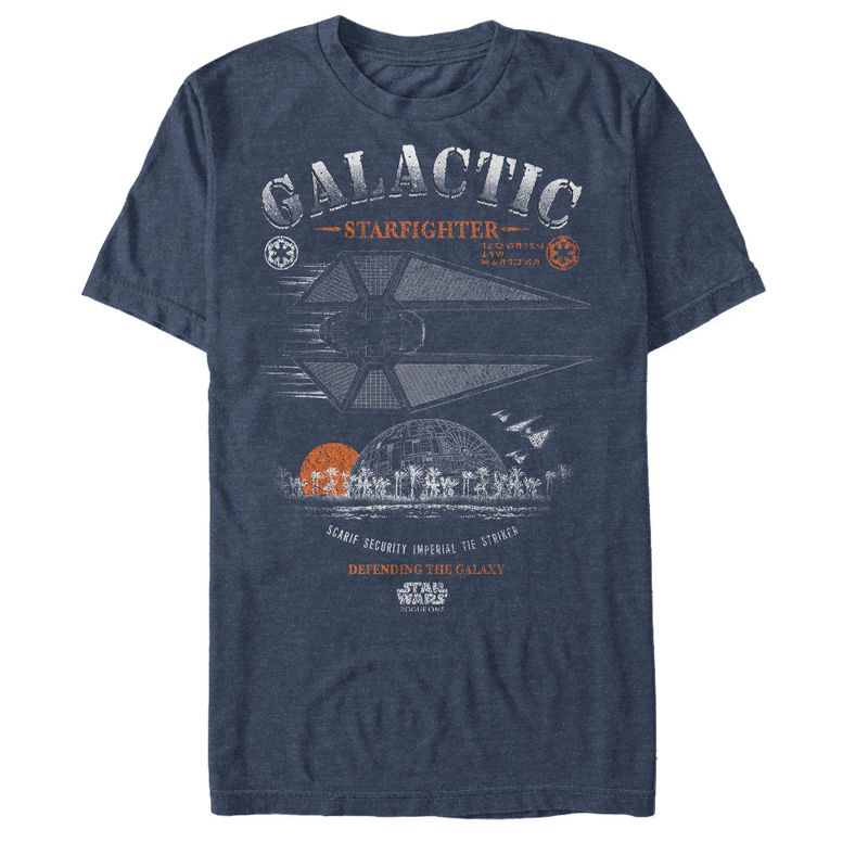 Men's Star Wars Rogue One Galactic Starfighter Death Star T-Shirt, 1 of 4