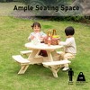 Gardenised Wooden Kids Round Picnic Table Bench, Outdoor Children's Backyard Table, Crafting, Dining, and Playtime Patio Table - 3 of 4