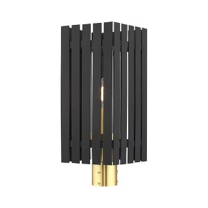 Livex Lighting Greenwich 1 - Light Post Light in  Black/Satin Brass - 1 of 4