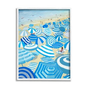 Stupell Industries Striped Coastal Beach Umbrellas Framed Giclee - 1 of 4