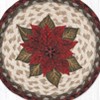 Earth Rugs Primitive Poinsettia Round Trivet – 10" Holiday Floral Print on Braided Natural Jute Table Mat - 3 of 3