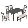 6 PCS Farmhouse Wood Dining Table Set with Table and Upholstered Chairs-ModernLuxe - 2 of 4