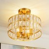 Rennnsan Lunara 12" W 4 -Light Crystal Dimmable Mid-century Drum Shaded Semi Flush Mount in Matte Black & Chrome & Brass - 4 of 4
