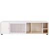 Akoasm 66.9 in. W Modern Cat Litter Box Enclosure with Removable Sliding Door-Cream White - 4 of 4