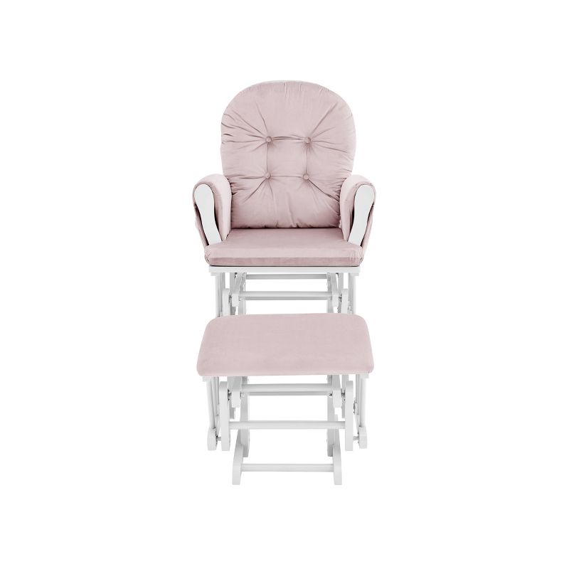 Suite Bebe Mason Glider and Ottoman - White Wood and Pink Fabric, 4 of 6
