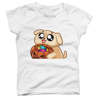 Girl's Design By Humans Halloween Candy Pup By Puppers T-Shirt