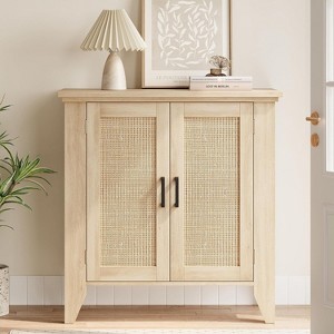 Sideboard Buffet Cabinet, Rattan Storage Cabinet, Wood Accent Cabinet with Door and Shelf, Console Cabinet with Storage - 1 of 4