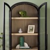 Tall Modern Bookcase in Oak: 5 Shelves, Elegant Arched Glass Doors - 3 of 4