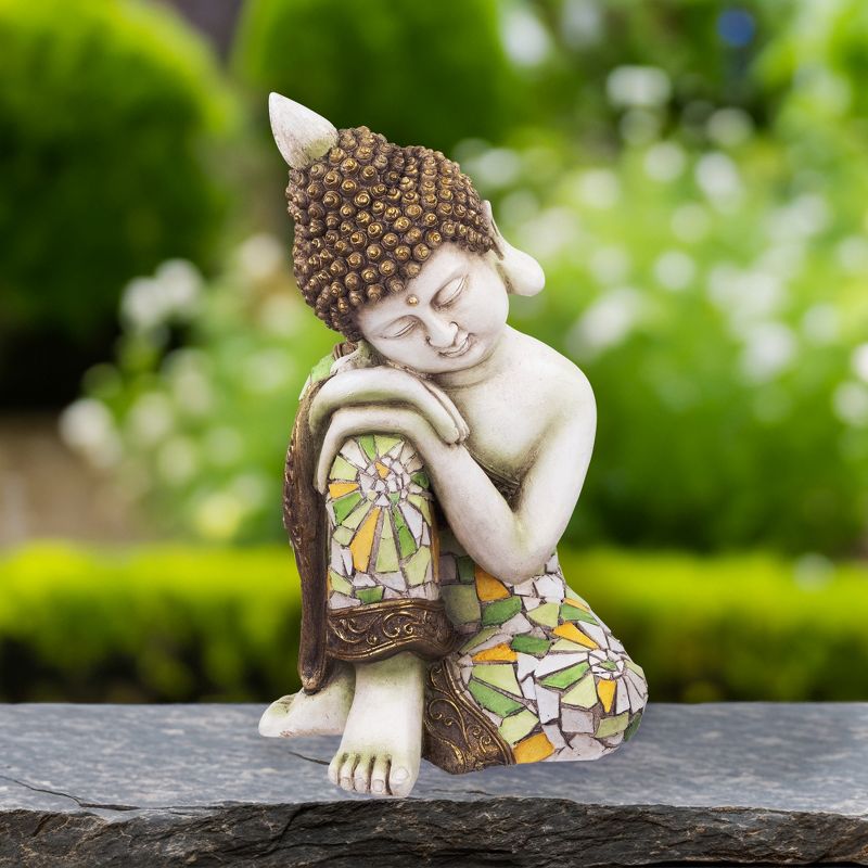 Northlight Resting Mosaic Buddha Outdoor Ceramic Garden Statue - 17", 3 of 8
