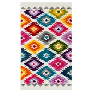 Cream Tribal Design Loomed Accent Rug 4
