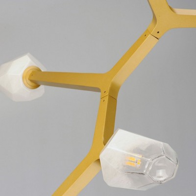 Blossom Natural Aged Brass 5-Light LED Island Pendant with Frosted Glass