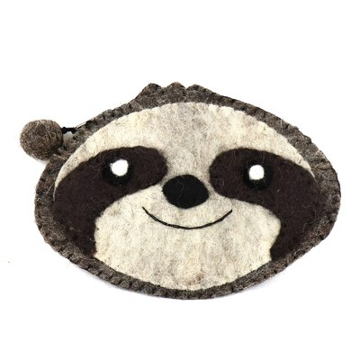 Slickblue Cute Sloth Coin Purse - 6.5"x4" Lined Felt Bag with Zipper Closure, Great for Coins or Cosmetics