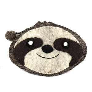 Slickblue Cute Sloth Coin Purse - 6.5"x4" Lined Felt Bag with Zipper Closure, Great for Coins or Cosmetics - 1 of 2