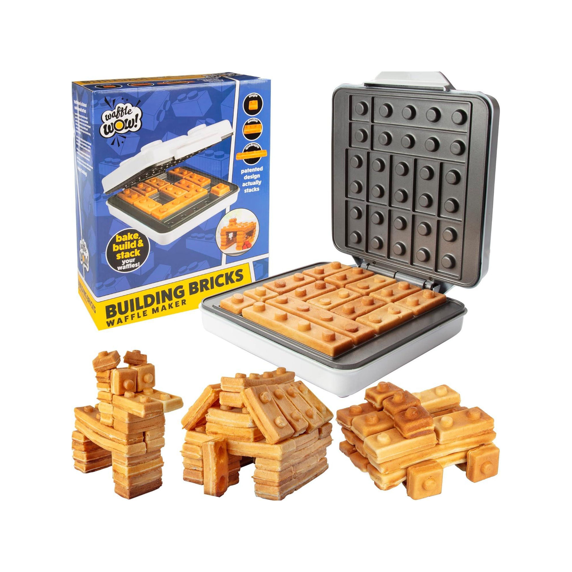 Waffle Wow! Building Brick Electric Waffle Maker- Cook Fun, Buildable Waffles in Minutes - Build Houses, Cars & More!