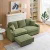 80" Corduroy Two-in-One Pull-Out Sofa with Hidden Reclining, Cup Holder and 2 Pillows, 3-Seater Sofa with Solid Wood Frame - 4 of 4