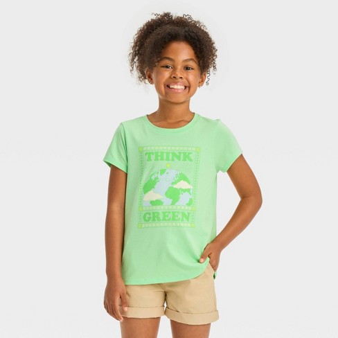 Girls' Short Sleeve 'think Green' Graphic T-shirt - Cat & Jack