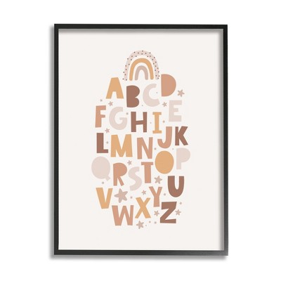 Stupell Industries Muted Alphabet Letters Framed Giclee Art