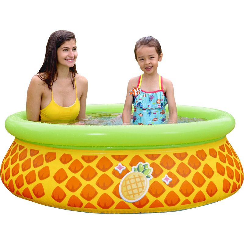 Pool Central 5' Inflatable Yellow and Green Pineapple Kiddie Swimming Pool, 1 of 3