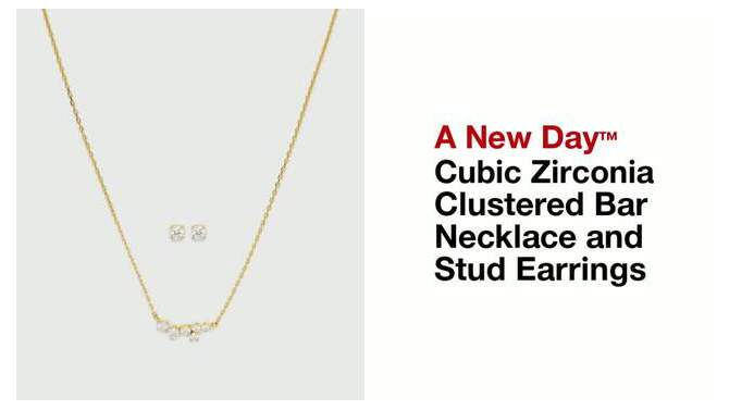 Cubic Zirconia Clustered Bar Necklace and Stud Earrings - A New Day™, 2 of 6, play video
