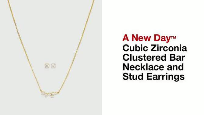 Cubic Zirconia Clustered Bar Necklace and Stud Earrings - A New Day™, 2 of 6, play video