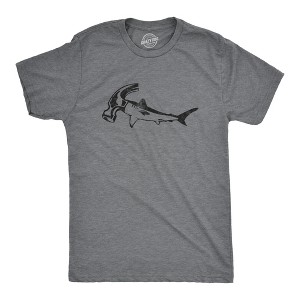 Mens Hammer Head Shark T Shirt Funny Shark Week Tool Joke Tee For Guys - Crazy Dog Men's T Shirt - 1 of 4
