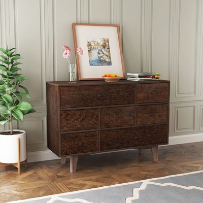NicBex Modern Drawer Dresser,Wood Storage Cabinet with Retro Round Handle for Dining Room,Bedroom,Living Room,Entryway,Hallway,Walnut