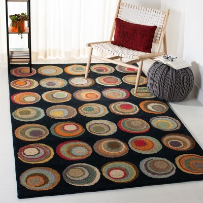 Handmade Black/Multi Wool and Viscose Tufted Rectangular Rug