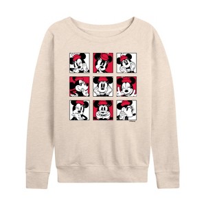 Women's - Disney - Minnie Grid Lightweight French Terry Wide Neck Long Sleeve Shirt - 1 of 4