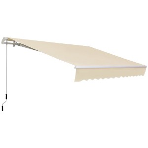12' x 8' Patio Awning, Canopy Retractable Sun Shade Shelter w/ Manual Crank Handle for Deck - 1 of 4