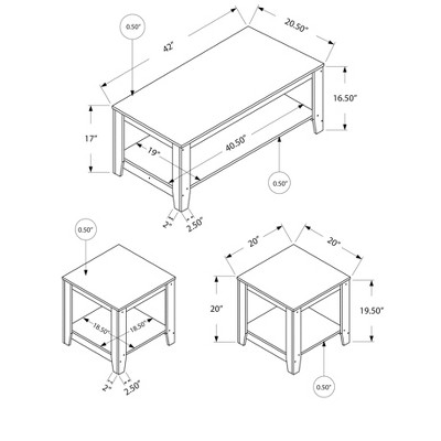Gray Laminate Rectangular Coffee and End Table Set