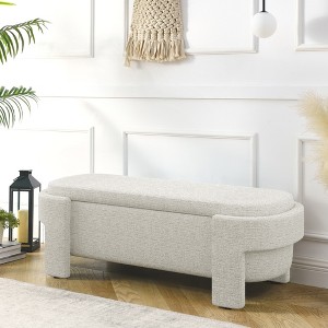 KTMBDW Ottoman with Storage,Storage Ottoman Bench with Safety Hinge,Linen Upholstered Entryway Bench with Seating for Bedroom, Living Room - 1 of 4