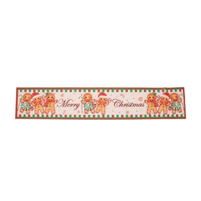 Unique Bargains Christmas Table Runner Three Gingerbread Men Polyester Multicolor 71x14 Inch 1 Pc