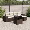 vidaXL 6 Piece Patio Sofa Set with Cushions Brown and Cream Poly Rattan - Without Storage - 2 of 4