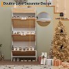 Rattan Shoe Cabinet, 3 Flip Doors and 1 Drawer Shoe Organizer, Adjustable Narrow Shoe Rack for Entryway - 2 of 4