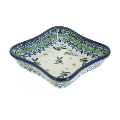 Blue Rose Polish Pottery Mission Olive Small Square Dish