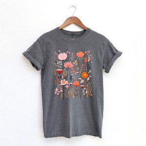 Simply Sage Market Women's Pink Floral Short Sleeve Garment Dyed Tee - 1 of 2