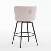 Alilang 21.26 inch Upholstered Swivel Bar Stool with Channel Tufted Backrest and Metal Base-Beige - 4 of 4