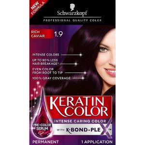Schwarzkopf Keratin Color Permanent Hair Color Cream 1.9 Rich Caviar - 2.03 fl oz, 1.9 Rich Black