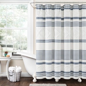 72"x72" Urban Diamond Striped Woven Tufted Eco Friendly Recycled Cotton Shower Curtain - Lush Décor - 1 of 4