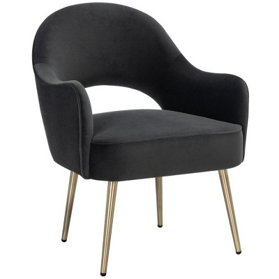 Dublyn Black Velvet Accent Chair with Gold Legs