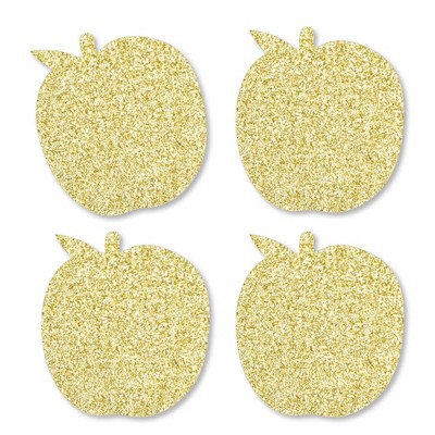 Big Dot of Happiness Gold Glitter Apple - No-Mess Real Gold Glitter Cut-Outs - New Year Confetti - Set of 24