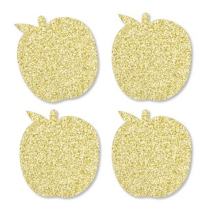 Big Dot of Happiness Gold Glitter Apple - No-Mess Real Gold Glitter Cut-Outs - New Year Confetti - Set of 24 - 1 of 4